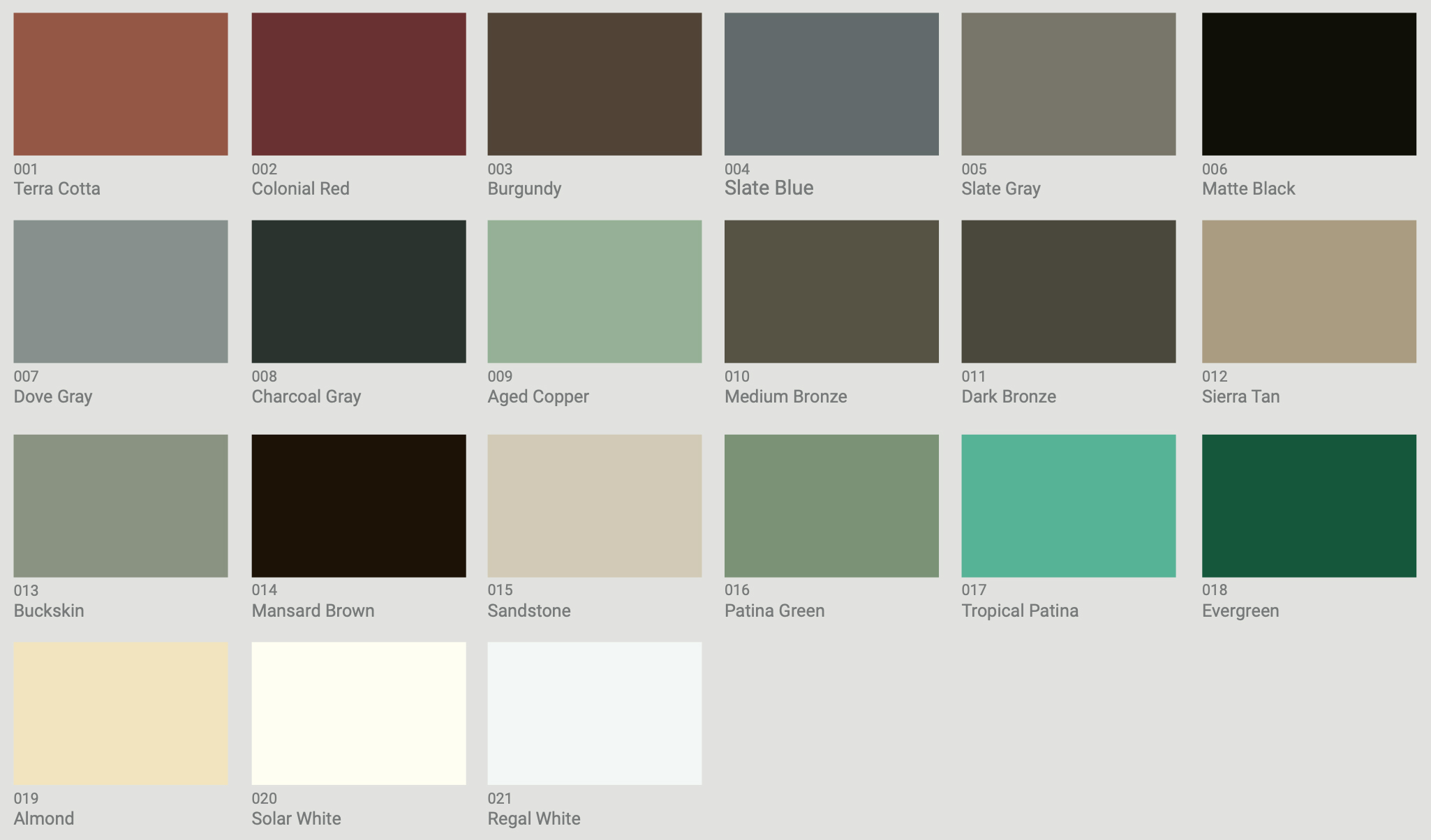 DM Standard Collection Colors